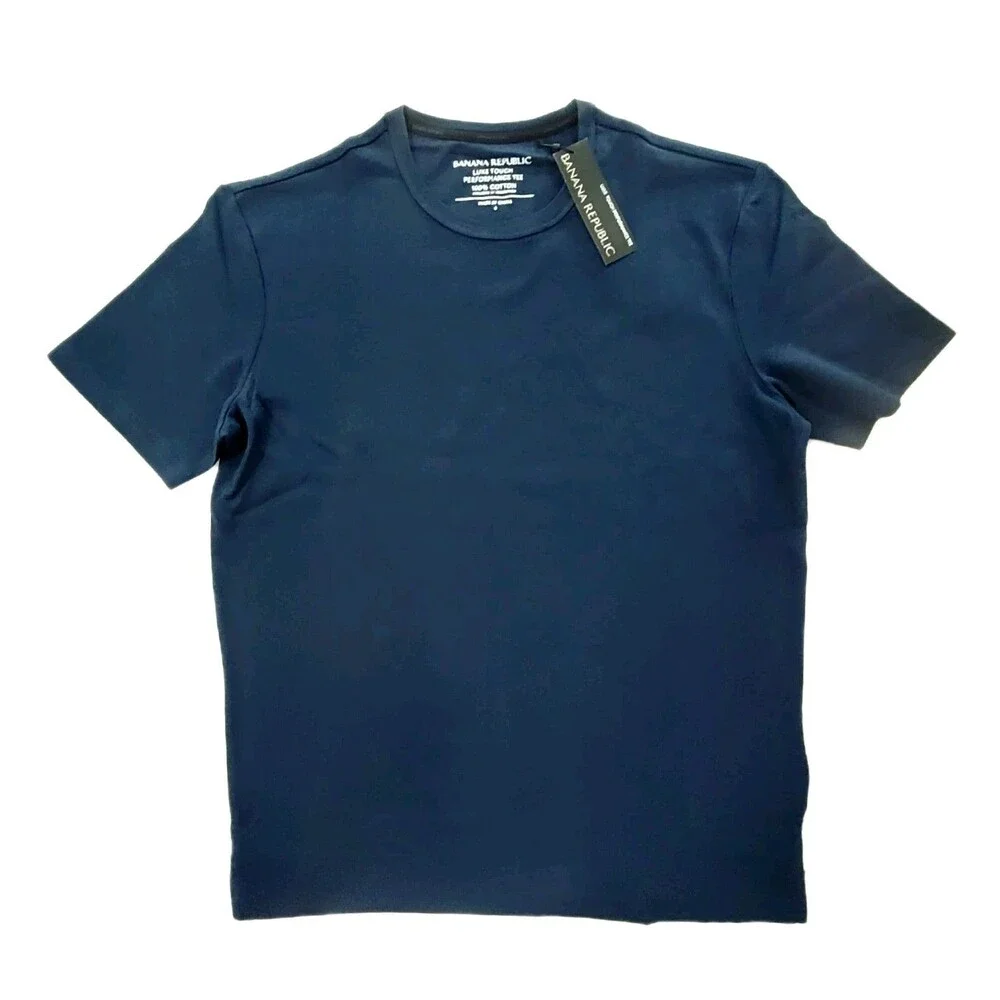 Banana Republic Men’s S Luxe Touch Performance Tee 100% Cotton Dark Blue Knit